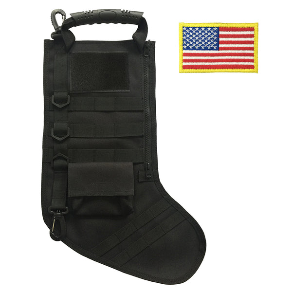 SPEED TRACK Tactical Christmas Stocking, Gift for Veterans Military Patriotic and Outdoorsy People  (Black)