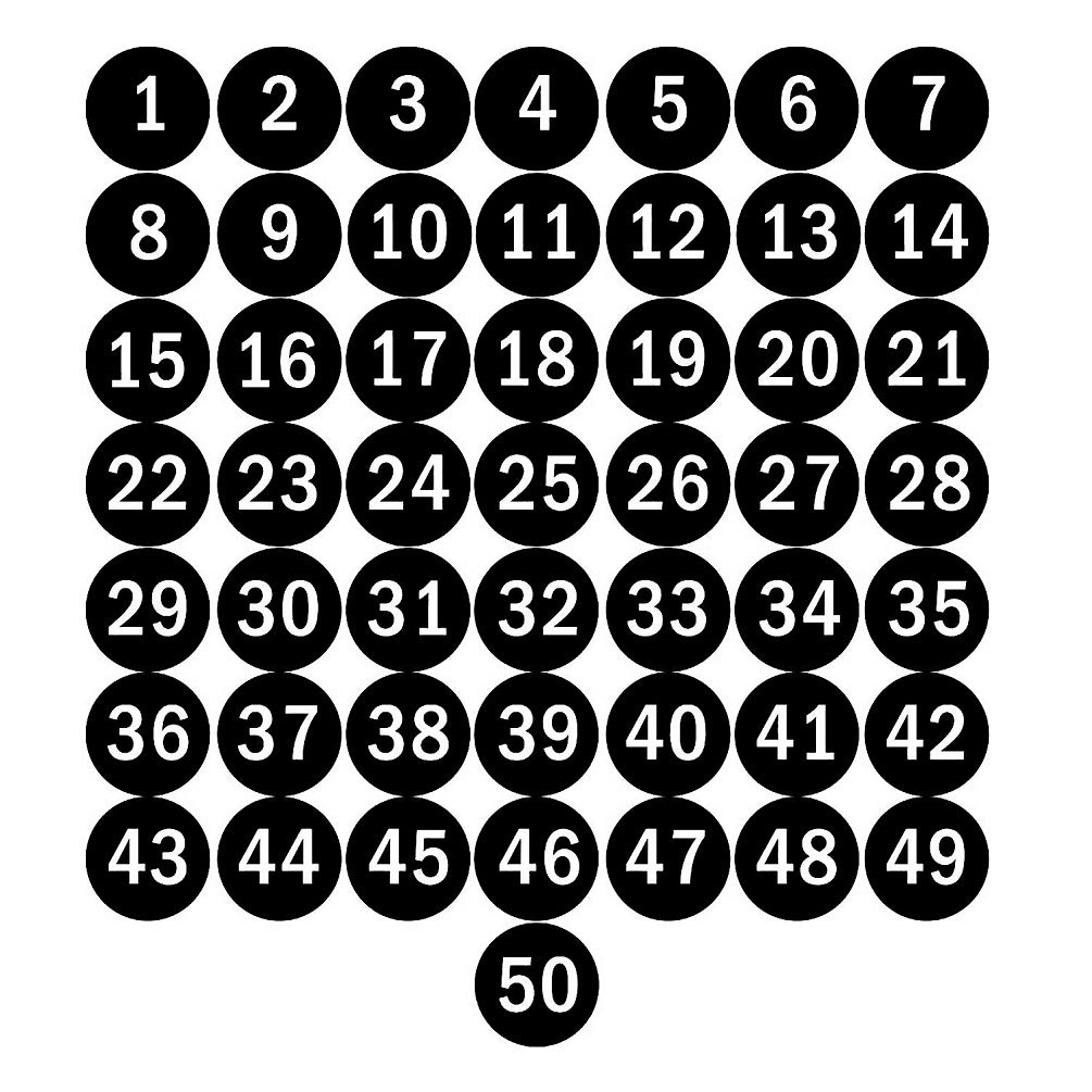 Adhesive Stickers Number Round Labels 1-100 Number (25 Pcs-Black)